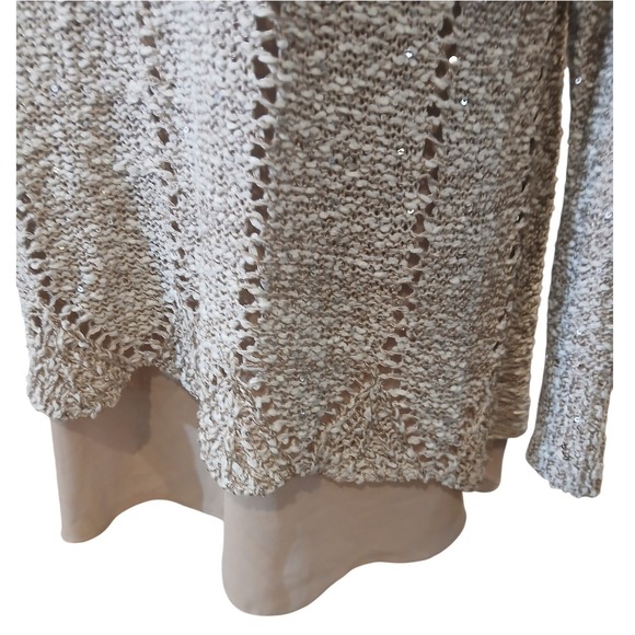 Simply Couture Womens Cream Knit Sweater Sequin Long Sleeve Top  Lagenlook XL - Picture 4 of 12
